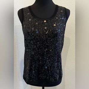 NWT Chico’s Black Sequin Vest Pullover Size 0. (US Size 4 Small)